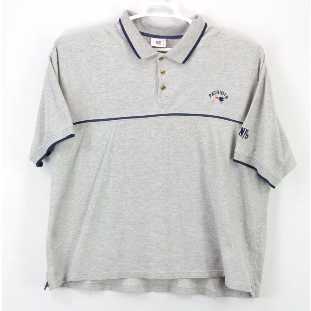 NFL New England Patriots Polo‎ Shirt Mens 3XL Gray Embroidered Short Sleeve Logo
